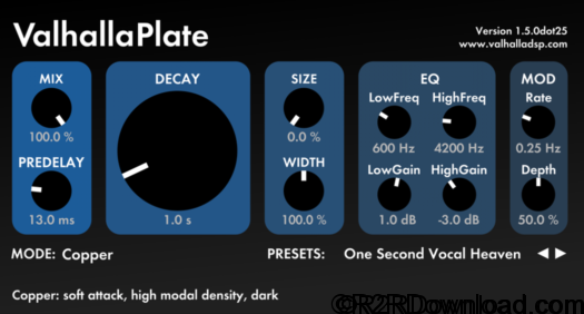 Valhalla DSP ValhallaPlate v1.5.0dot25 Mac Free Download