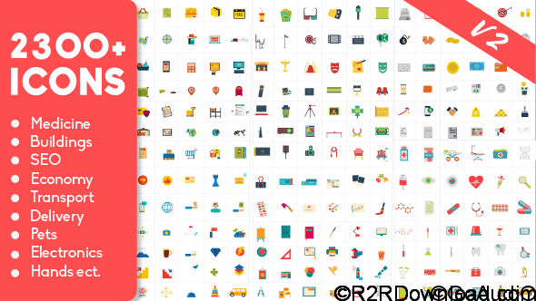 VIDEOHIVE 2300 ANIMATED ICONS PACK FREE DOWNLOAD