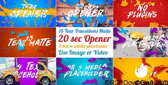 Videohive 15 Tear Transitions with Opener Free Download