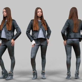 Leather outfit Girl 3D model Free Download