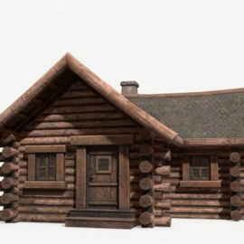 Simple Wooden House 3D Model Free Download