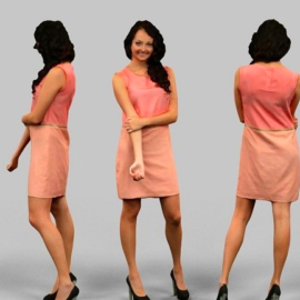 Girl in Pink dress 3D model Free Download