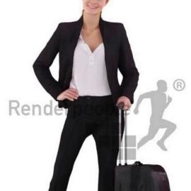 Business lady with luggage Full Body scanned 3d model Free Download