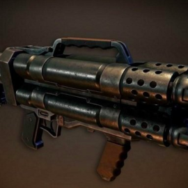 PBR Quad Barrel Shotgun 3D model Free Download