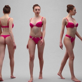 Naked Woman Walking in Lingerie Scanned 3D Model Free Download