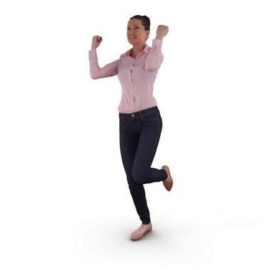 Happy Fan Woman Full Body scanned 3d model